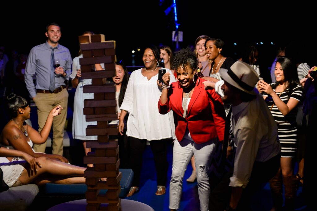 people dancing with group